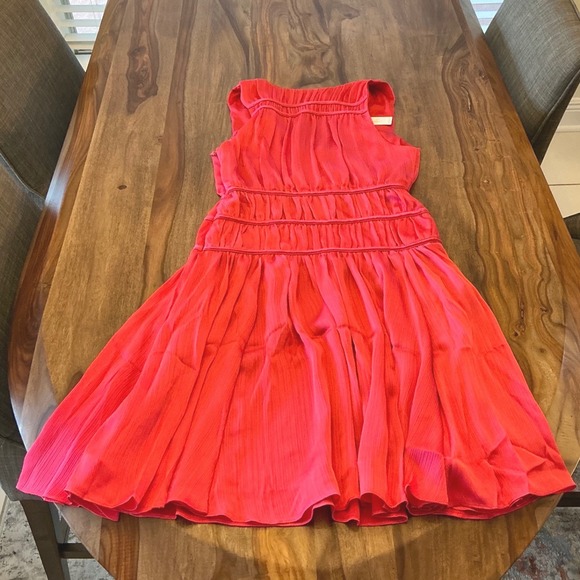 Trina Turk Islander Dress Watermelon Pink Smocked V-Neck Mini Dress Size 2 - Picture 13 of 15